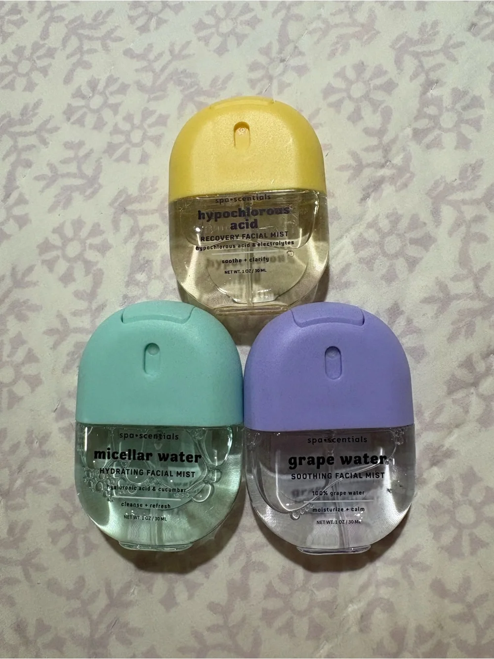 Essentials Hydrating Facial Mist Trio — Yellow, Mint, Purple